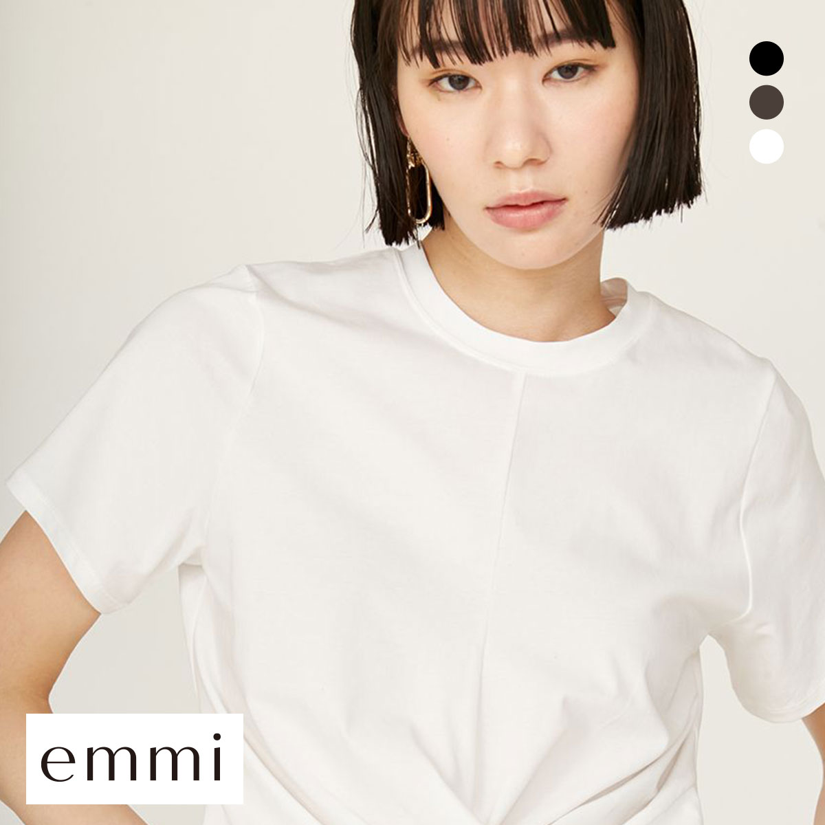 エミ コンパクトデザインTシャツ emmi(WH-ホワイト-Free)
