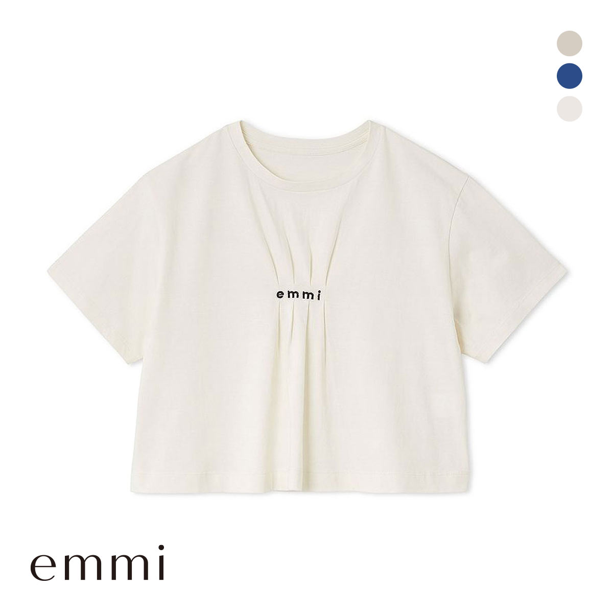 エミ emmi×PlaX TM クロップドemmiロゴＴシャツ emmi(OW-オフホワイト-Free)