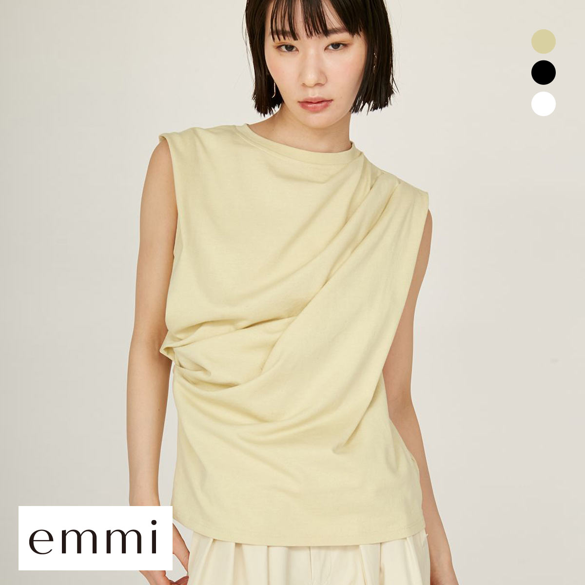 エミ emmi×PlaX TM タックデザイントップス emmi(YE-イエロー-Free)