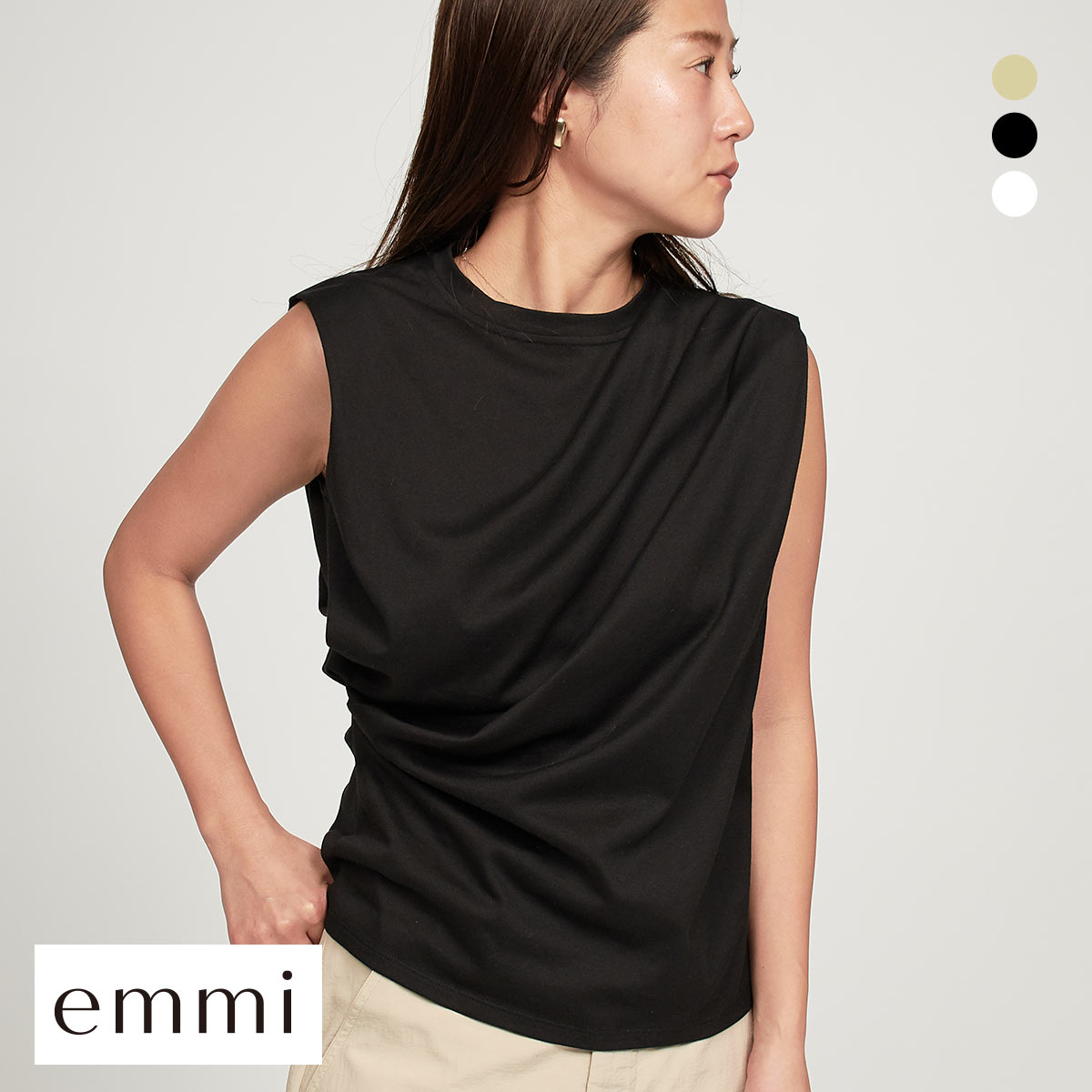 エミ emmi×PlaX TM タックデザイントップス emmi(BK-ブラック-Free)