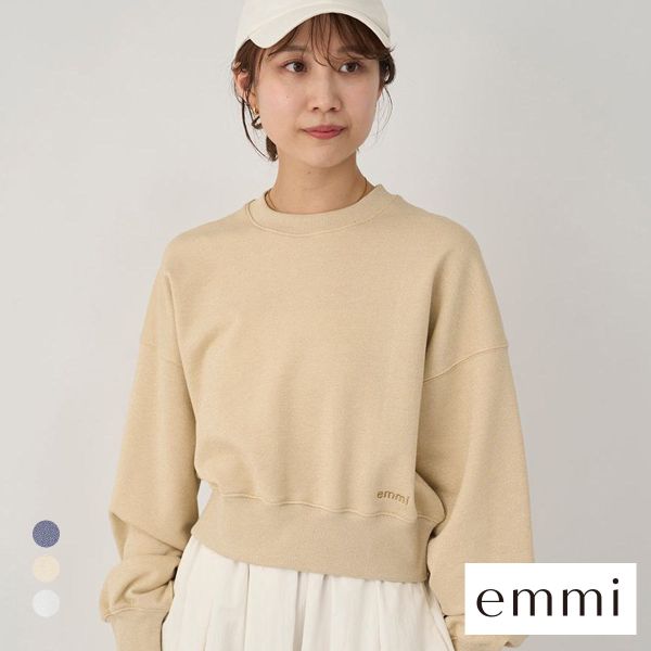 エミ ONLINE限定カラー ラメ裏毛ショートスウェットトップス emmi