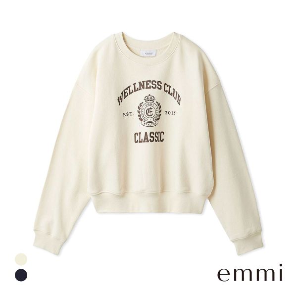 エミ ONLINE限定カラー カレッジロゴスウェットトップス emmi
