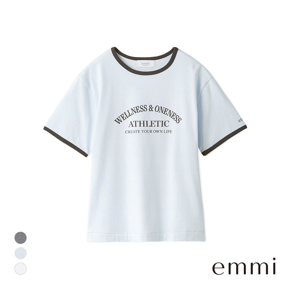 エミ グラフィックリンガーTシャツ emmi(LBU-薄ブルー-Free)
