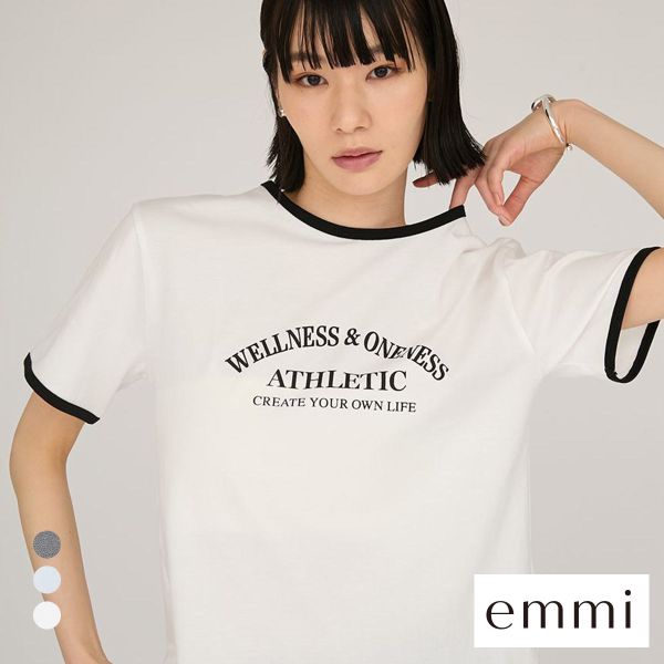エミ グラフィックリンガーTシャツ emmi