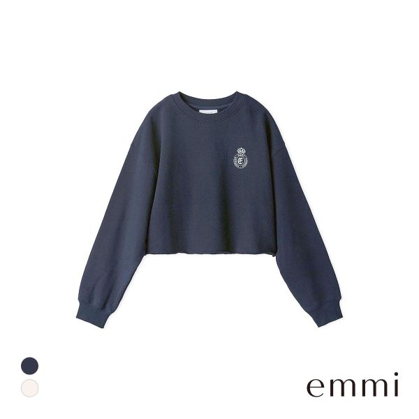 エミ エンブレムロゴスウェットトップス emmi