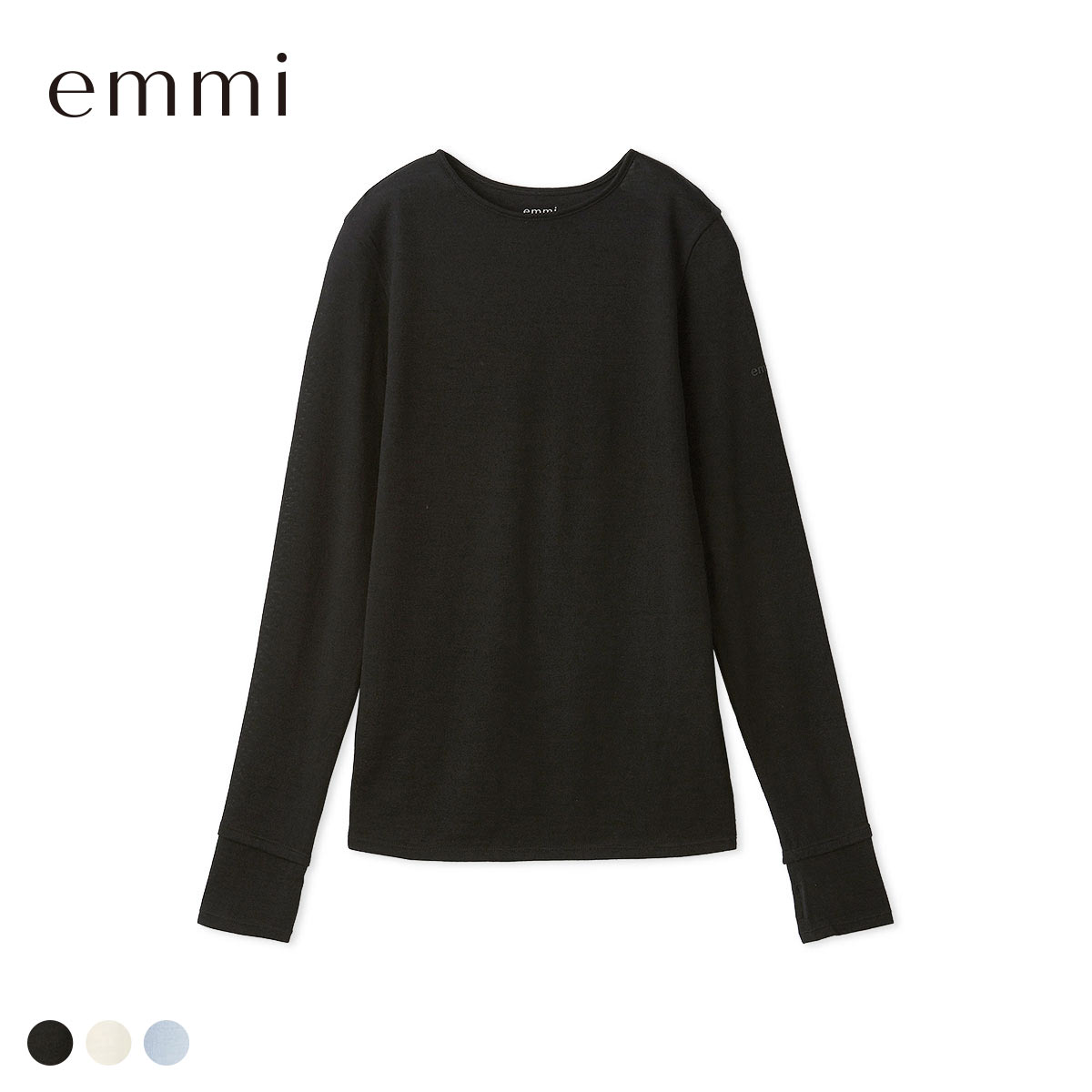 エミ Mt.Breath WoolRクルーネックトップス emmi(BK-ブラック-Free)