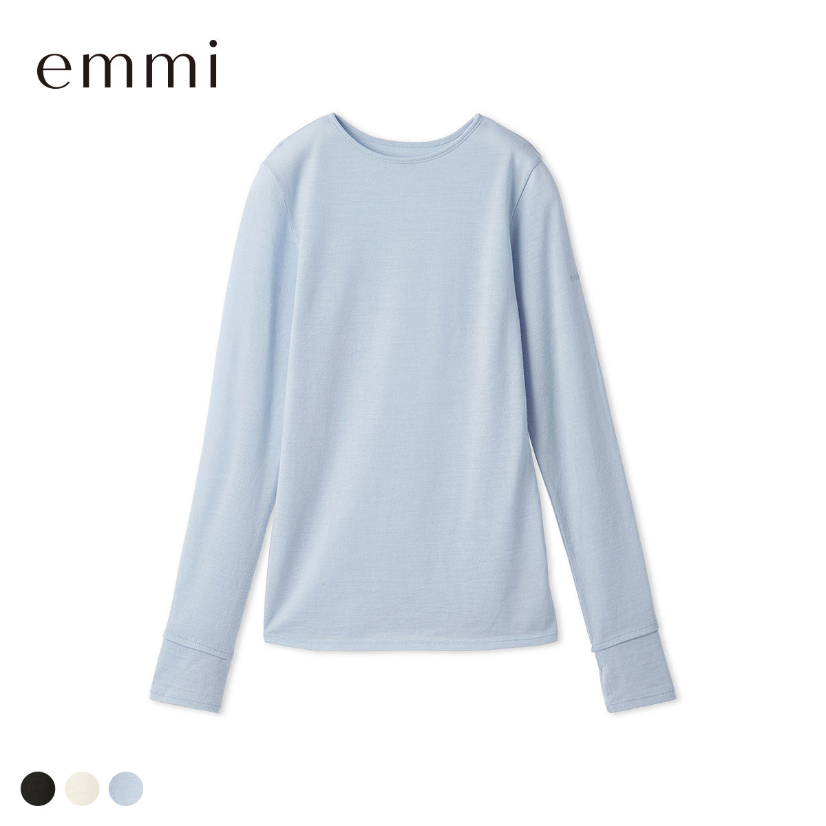 エミ Mt.Breath WoolRクルーネックトップス emmi(LBU-薄ブルー-Free)