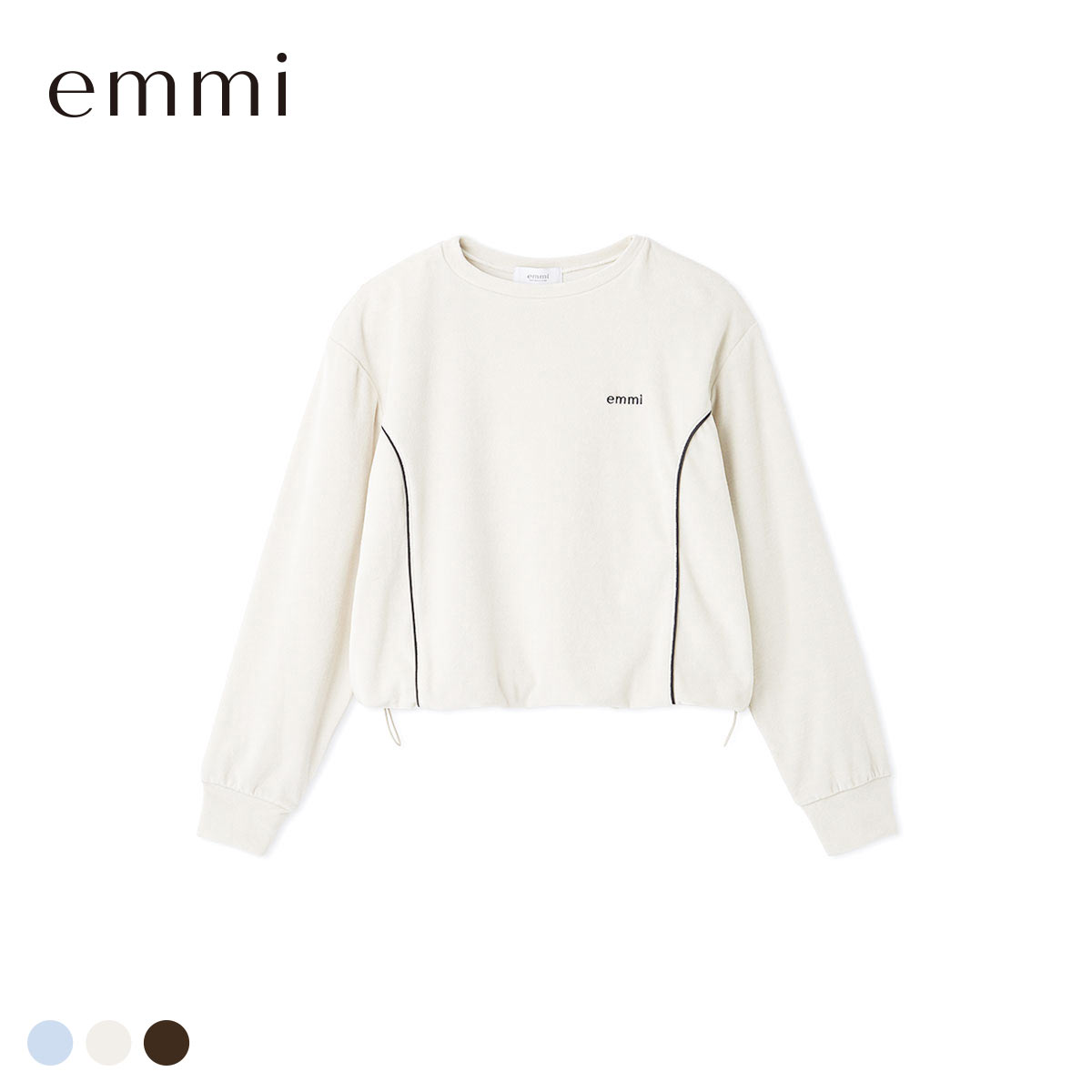 エミ パイピングデザインベロアトップス emmi(IV-アイボリー-Free)