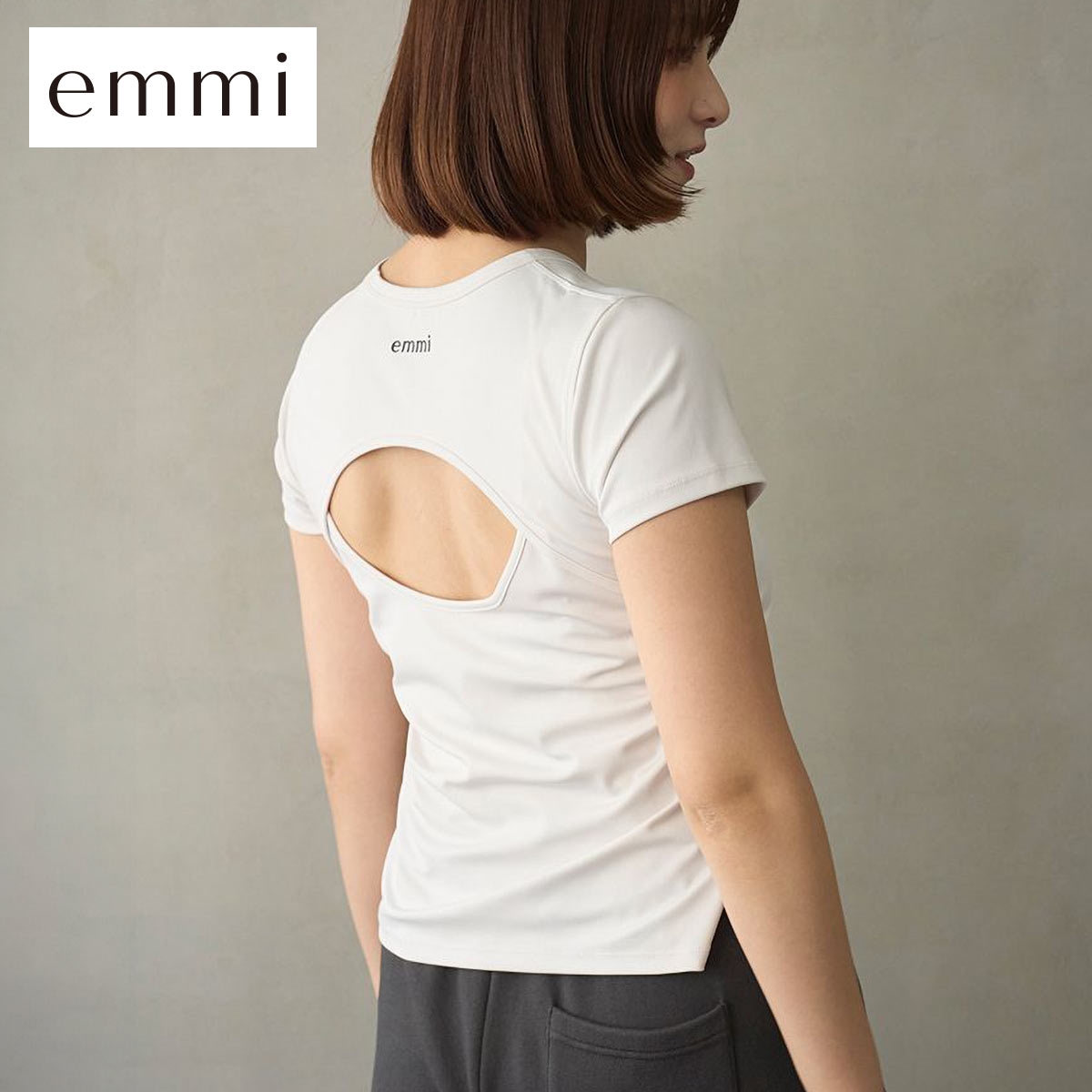 エミ バックデザインTシャツ UVカット emmi(WH-ホワイト-Free)