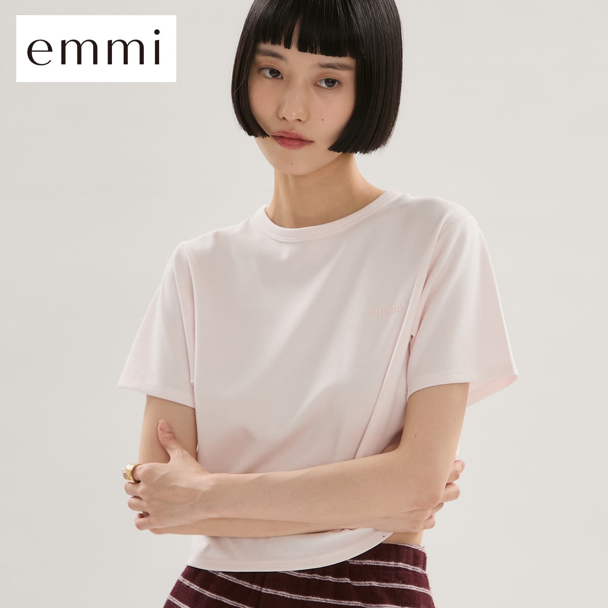 エミ ソフトタッチクロップドTシャツ emmi(PI-ピンク-Free)