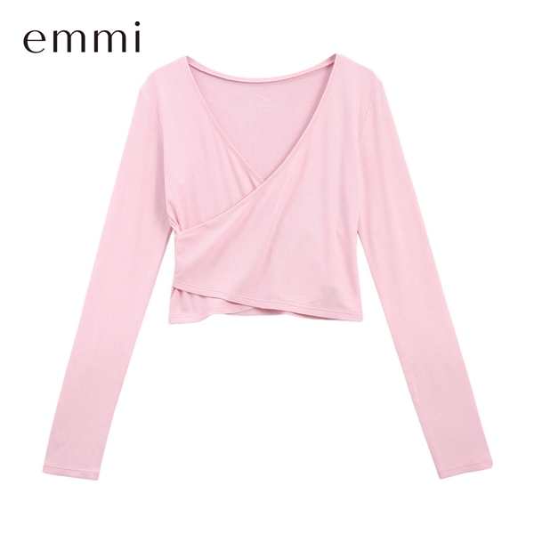 エミ W&T クロップドテレコカシュクールトップス emmi