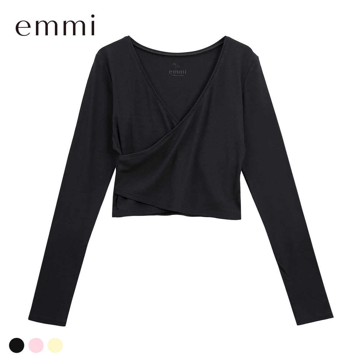 エミ W&T クロップドテレコカシュクールトップス emmi