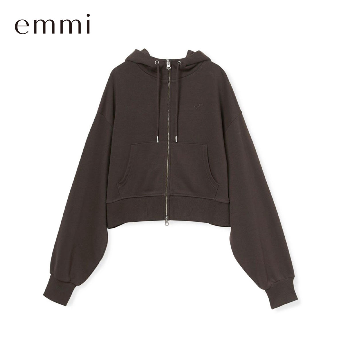 エミ W＆T ジップアップフーディー コンパクトサイズ セットアップ対応 emmi(BR-ブラウン-Free)