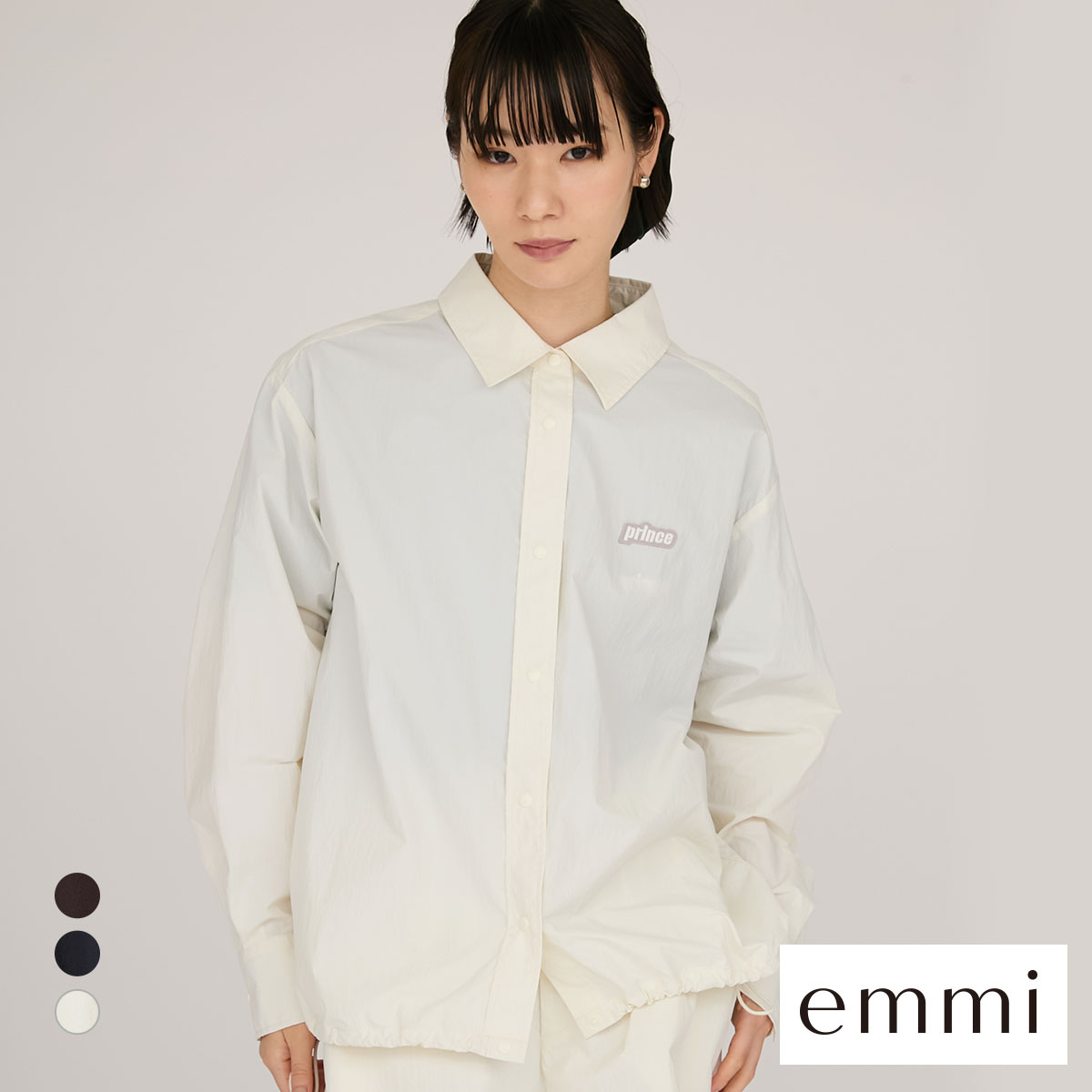 エミ prince emmi ONLINE限定カラー ナイロンドロストシャツ(IV-アイボリー-Free)