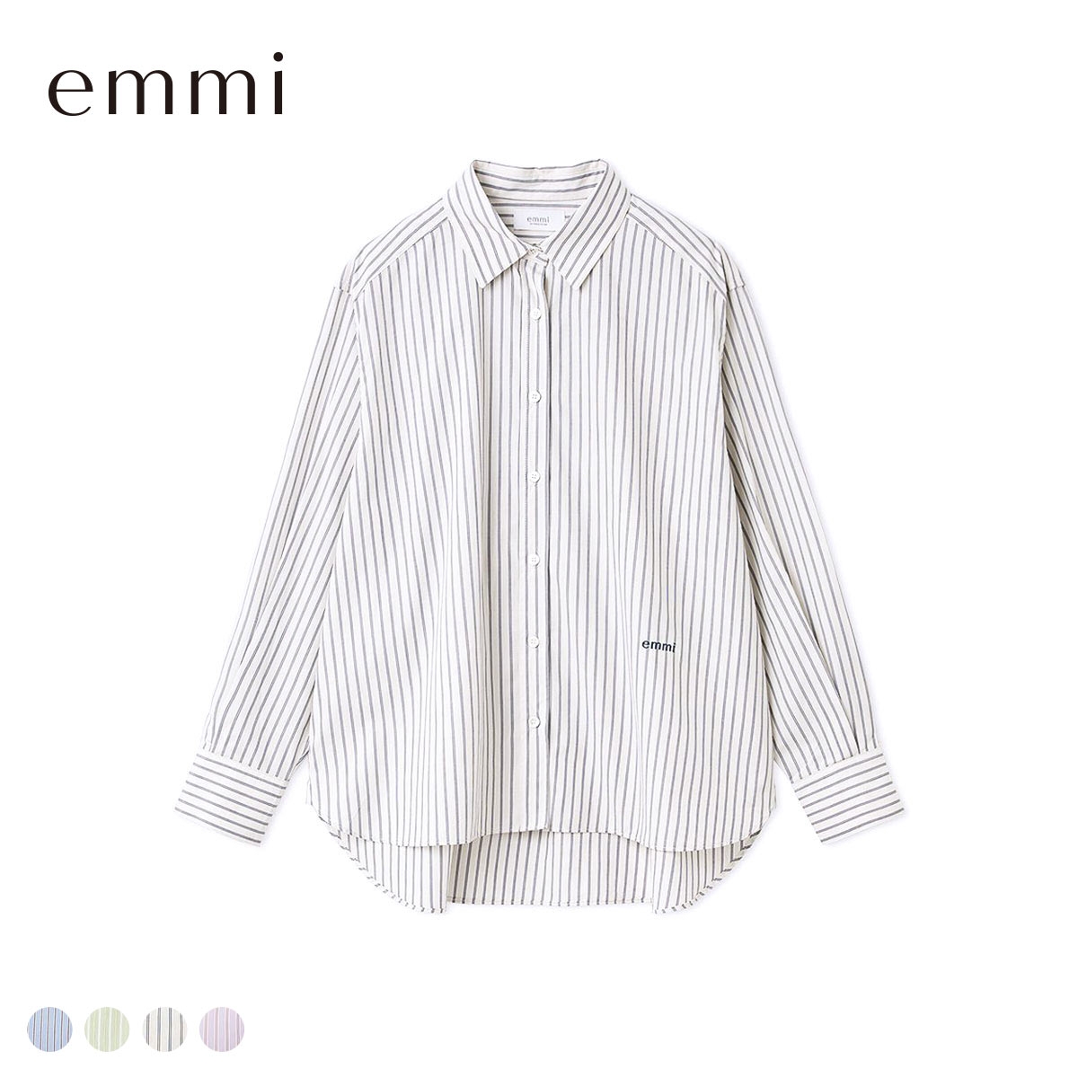 エミ ONLINE限定カラーあり ストライプベーシックシャツ emmi(WH-ホワイト-Free)