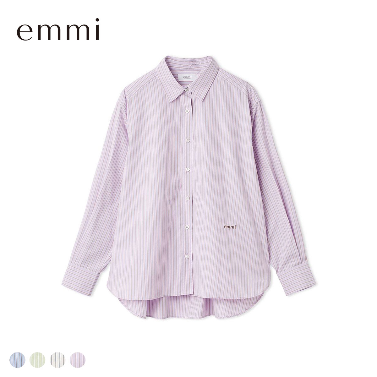 エミ ONLINE限定カラーあり ストライプベーシックシャツ emmi(PI-ピンク-Free)
