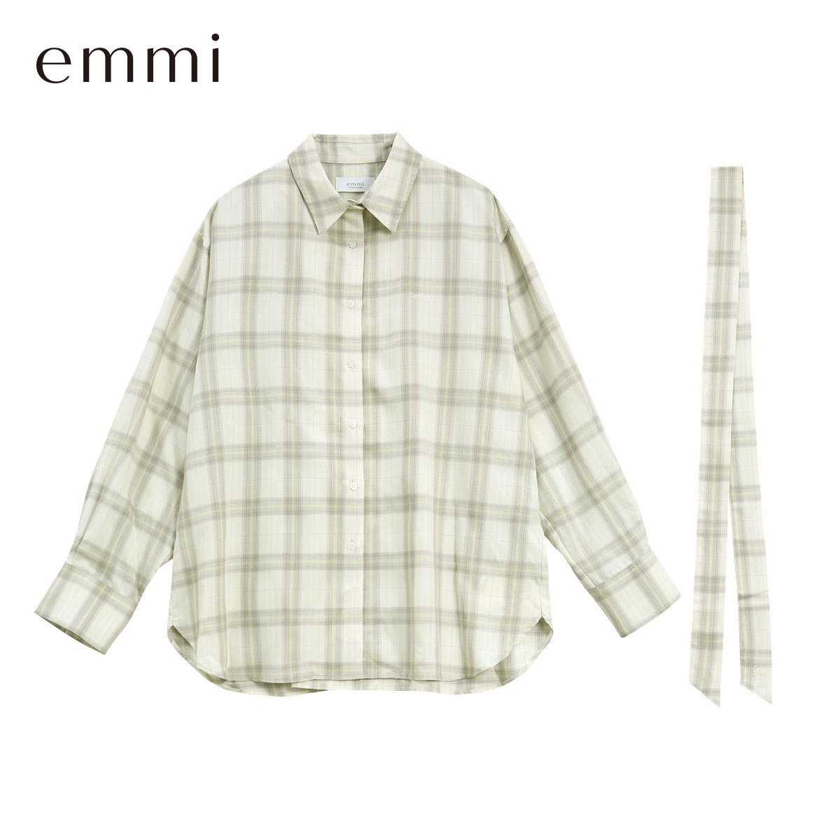 エミ マルチwayオーバーサイズチェックシャツ セットアップ対応 emmi(GR-グリーン-Free)