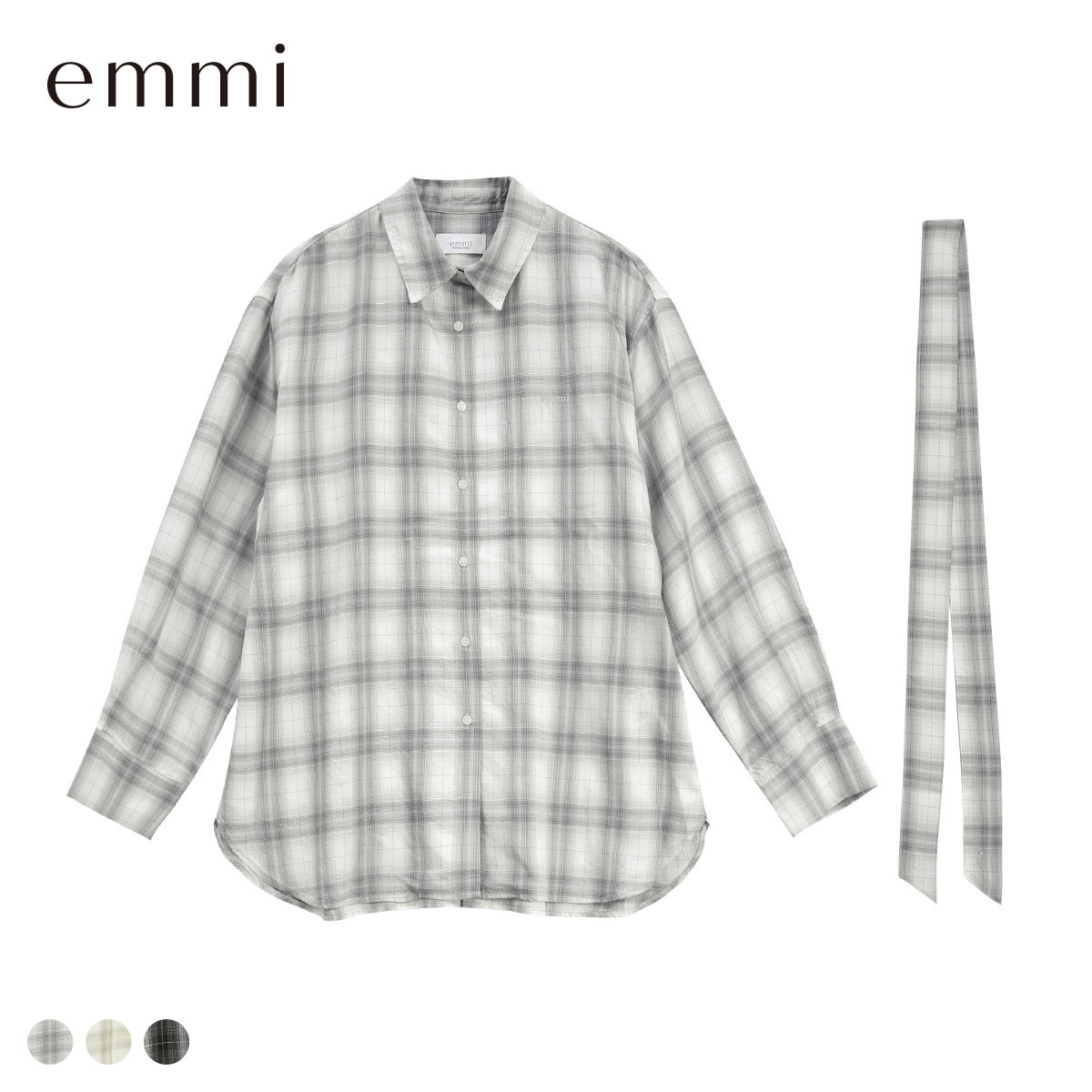 エミ マルチwayオーバーサイズチェックシャツ セットアップ対応 emmi