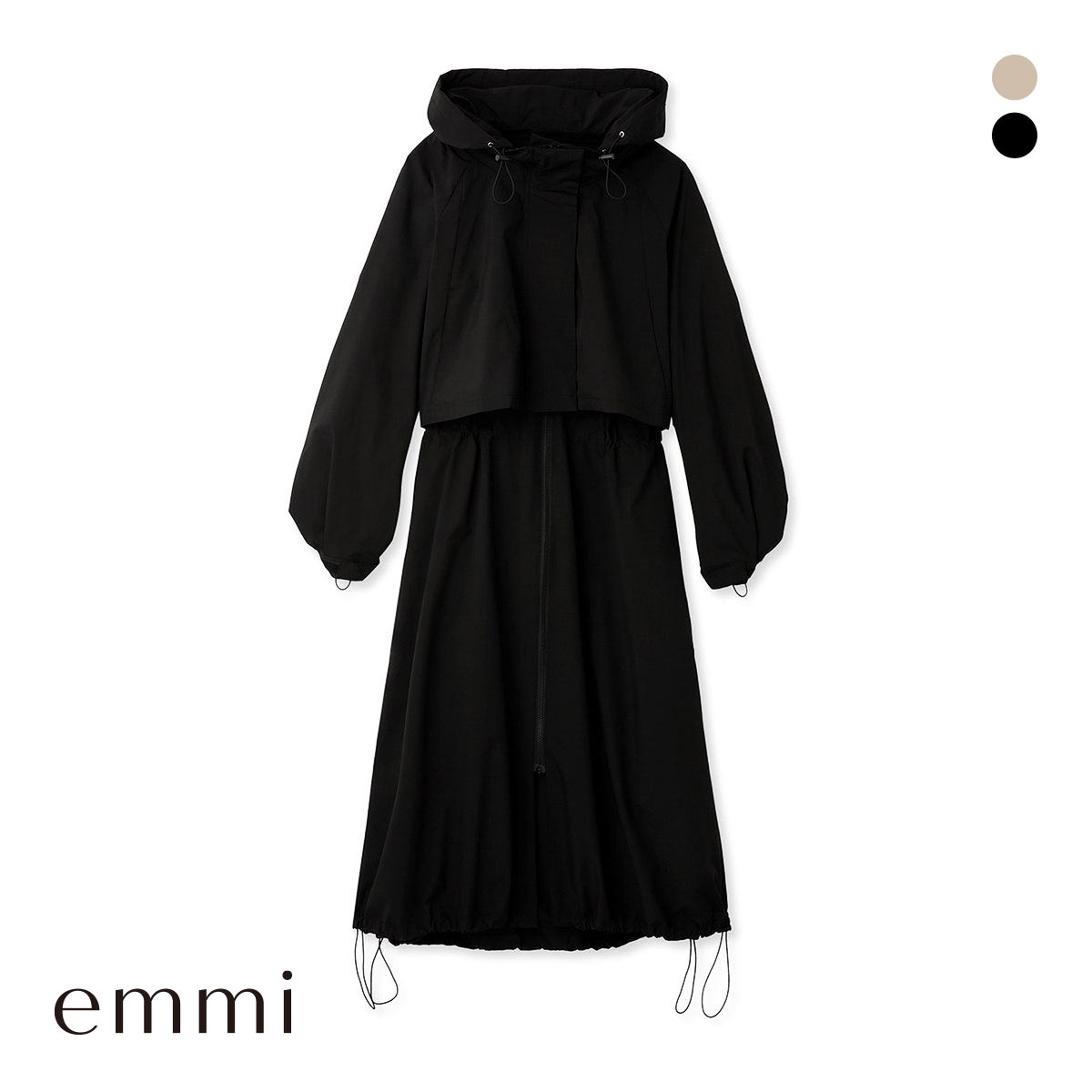 エミ ３ＷＡＹレイヤード撥水ナイロンコート emmi(BK-ブラック-Free)
