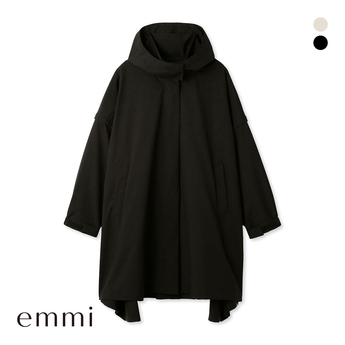 【美品】emmi ユーティリティーポンチョコート 撥水 ブラック エミ ユーティリティーポンチョコート emmi | SHIROHATO(白鳩)