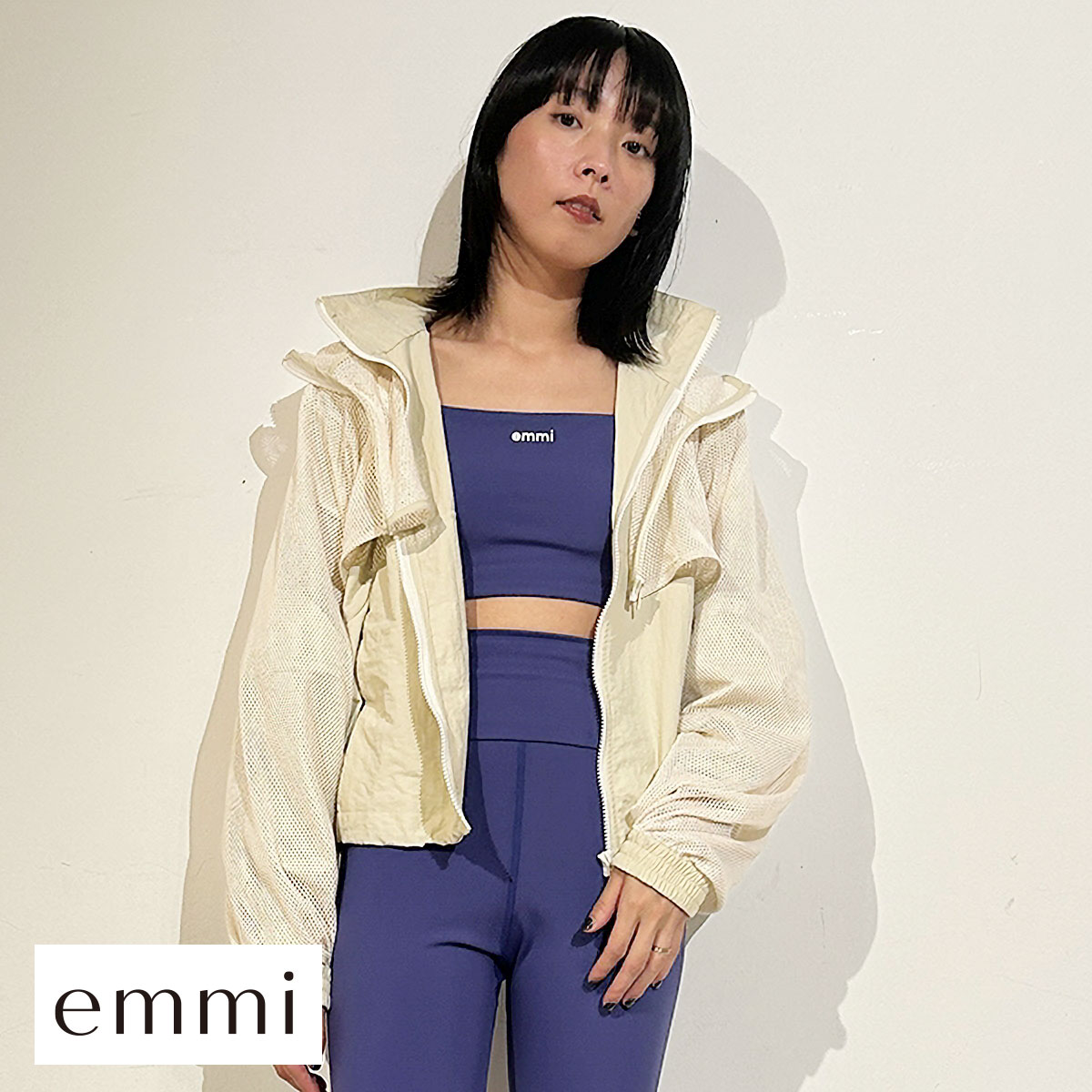 エミ メッシュレイヤードナイロンブルゾン emmi(IV-アイボリー-Free)