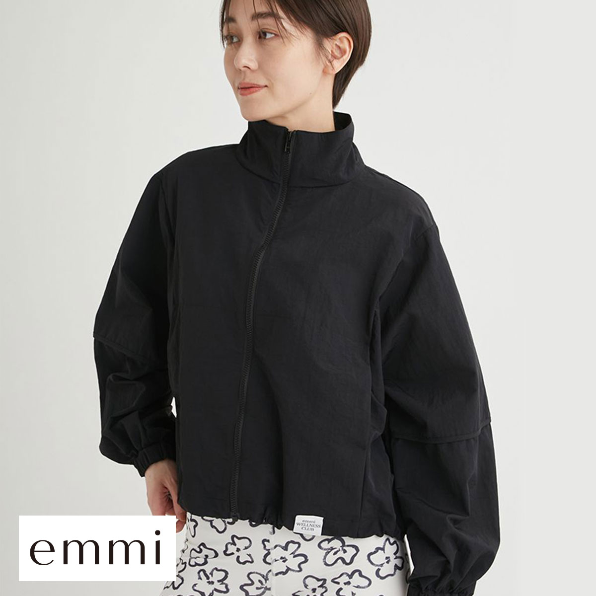 エミ メッシュレイヤードナイロンブルゾン emmi(BK-ブラック-Free)