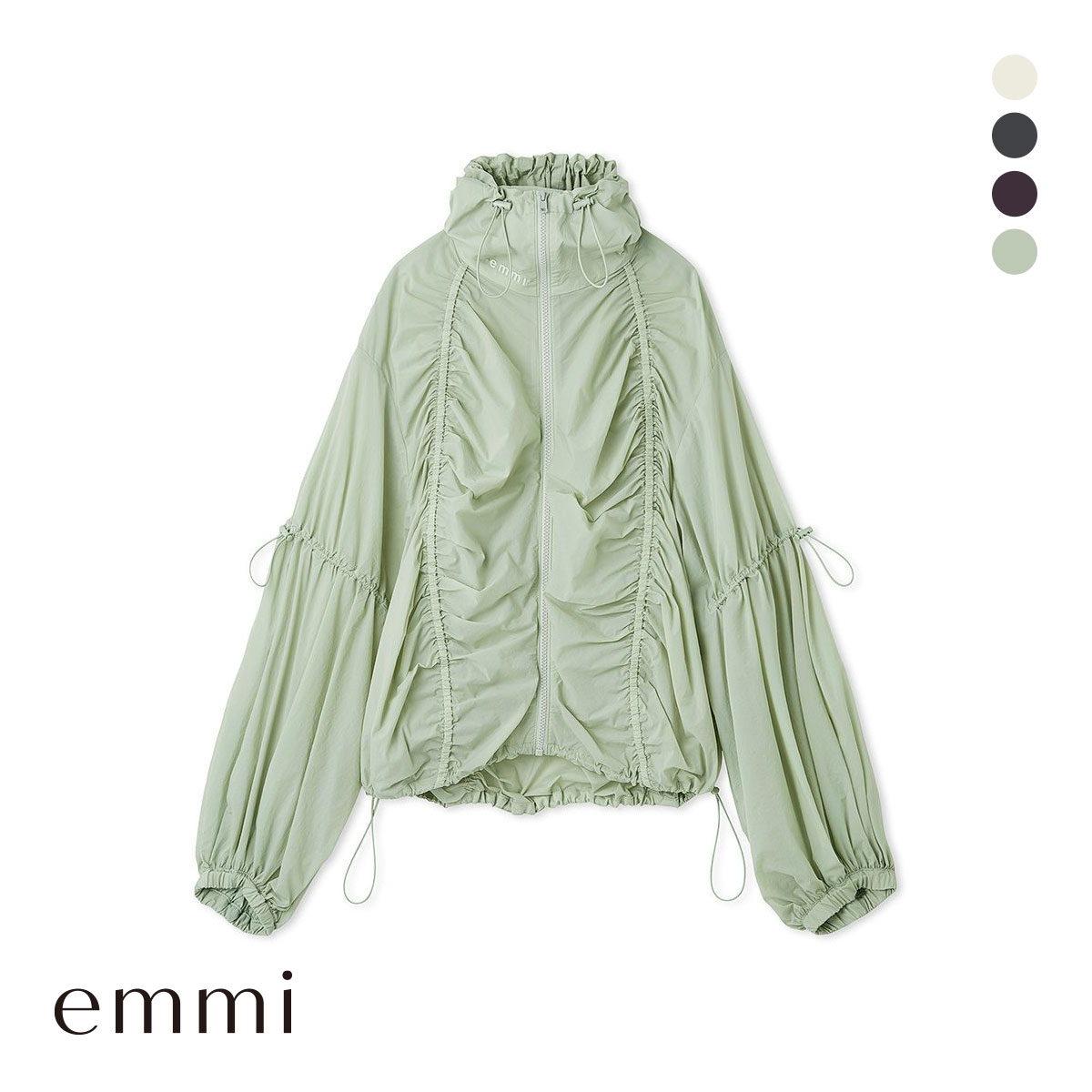 エミ ギャザーナイロンブルゾン emmi(MI-ミント-Free)