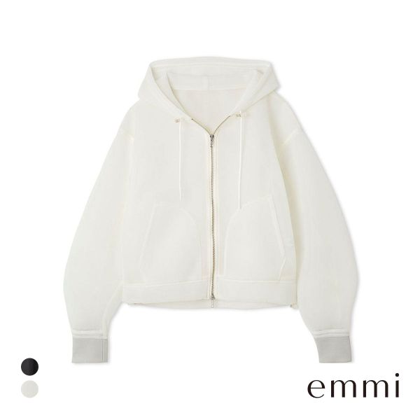 エミ シアーダンボールジップフーディーブルゾン emmi