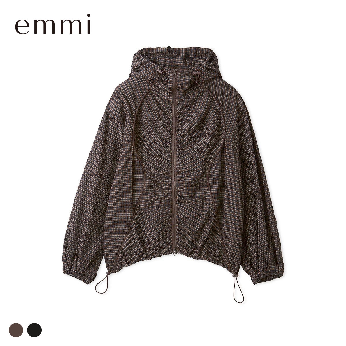 エミ ライトシアーフーディーブルゾン emmi