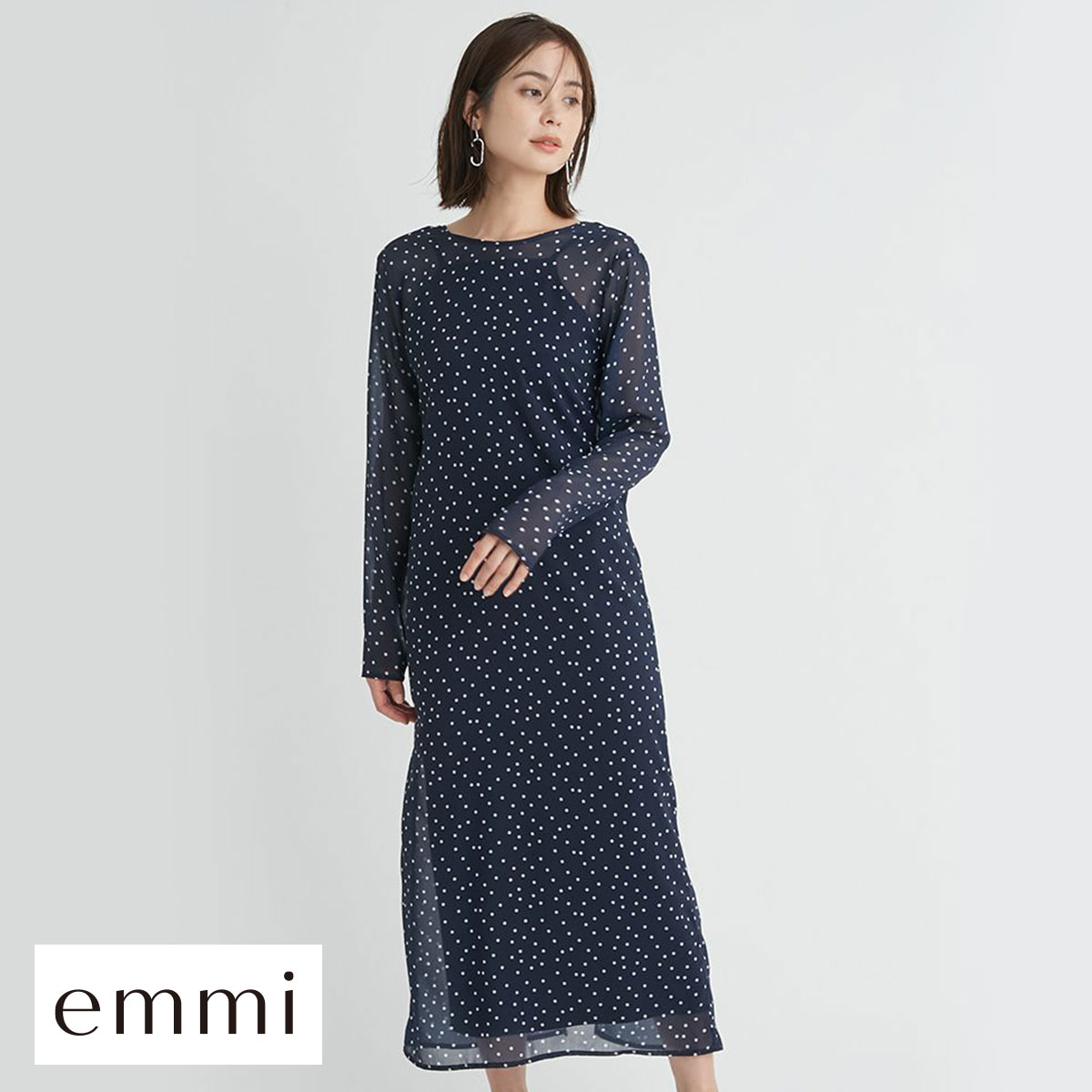 エミ 2wayシアードットワンピース emmi(NV-ネイビー-0)