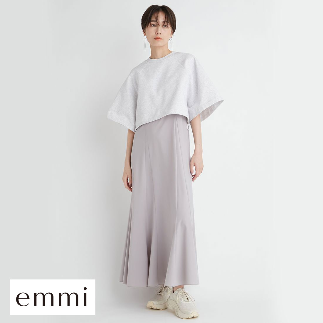 エミ 裏毛TOPSアメスリワンピースSET emmi(GY-グレー-0)