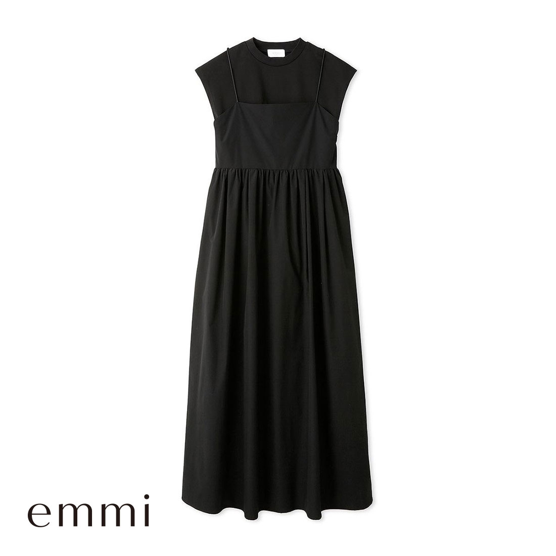 【美品】emmi カットセットキャミソールワンピース マキシ丈　ロング エミ カットセットキャミソールワンピース emmi | SHIROHATO(白鳩)