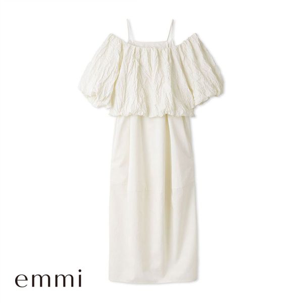エミ ワッシャーコンビコクーンワンピース emmi
