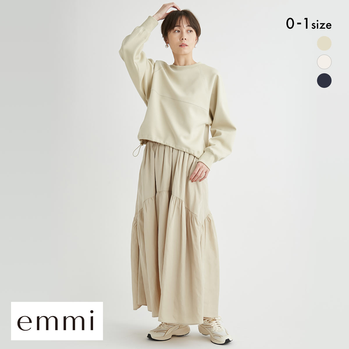 エミ NEW YEAR′S SPECIAL ITEM ラグラントップス×ボリュームスカートセット emmi(OV-オリーブ-0)