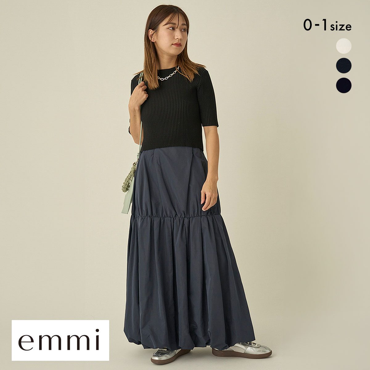 エミ ハーフスリーブニットドッキングワンピース emmi(NV-ネイビー-0)
