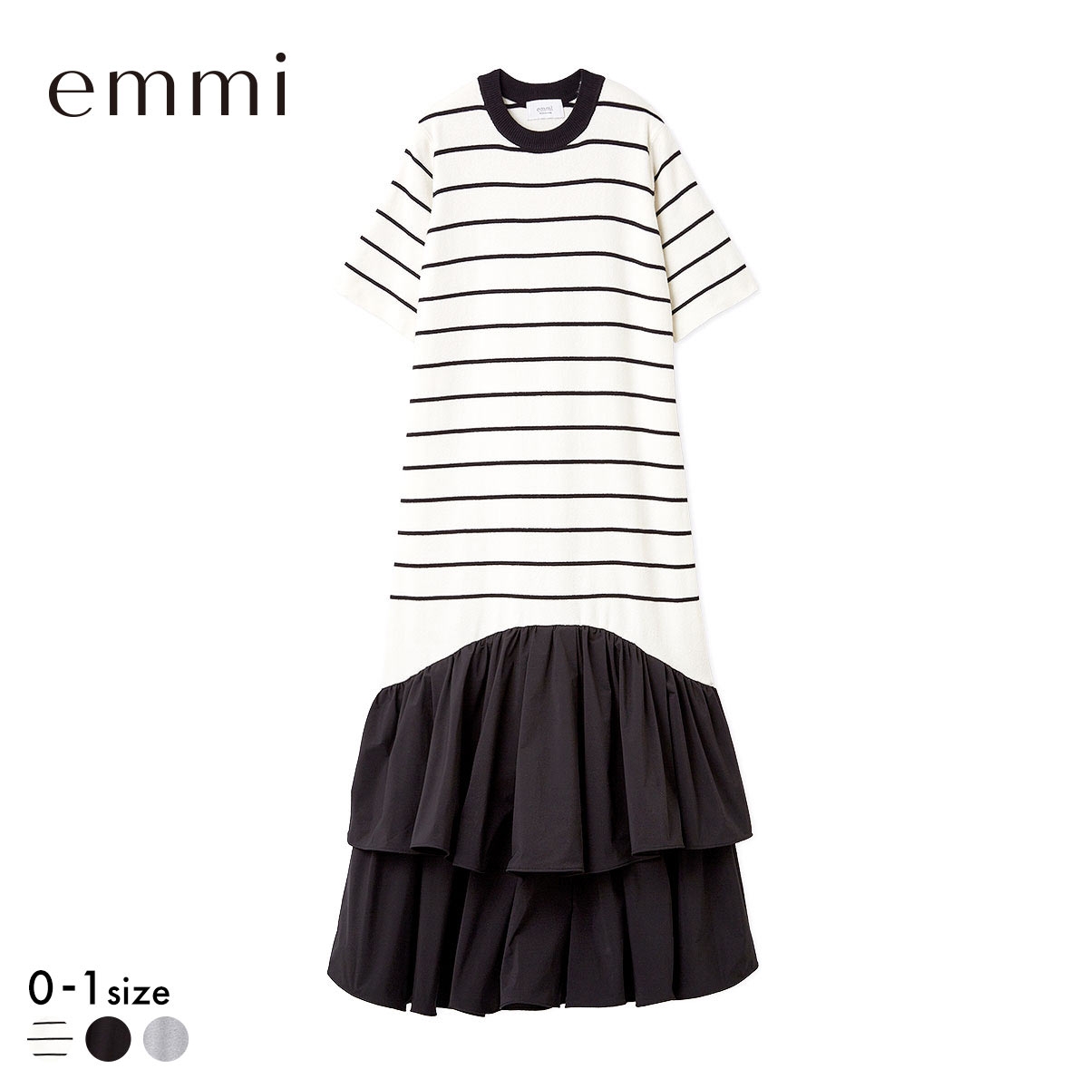 エミ ハーフスリーブニットドッキングワンピース emmi(BOR-ボーダー-0)