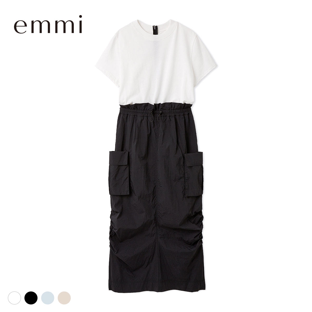エミ ONLINE限定カラーあり カットドッキングワンピース 撥水 emmi(WH-ホワイト-0)