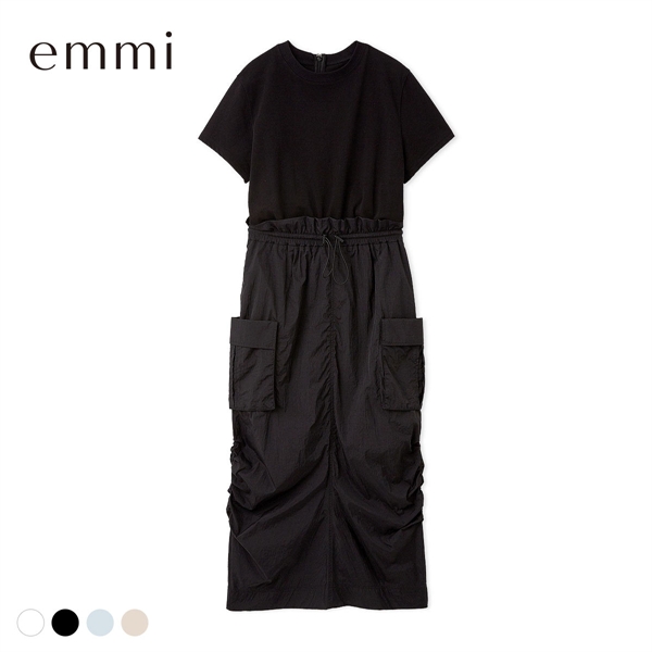 エミ ONLINE限定カラーあり カットドッキングワンピース 撥水 emmi
