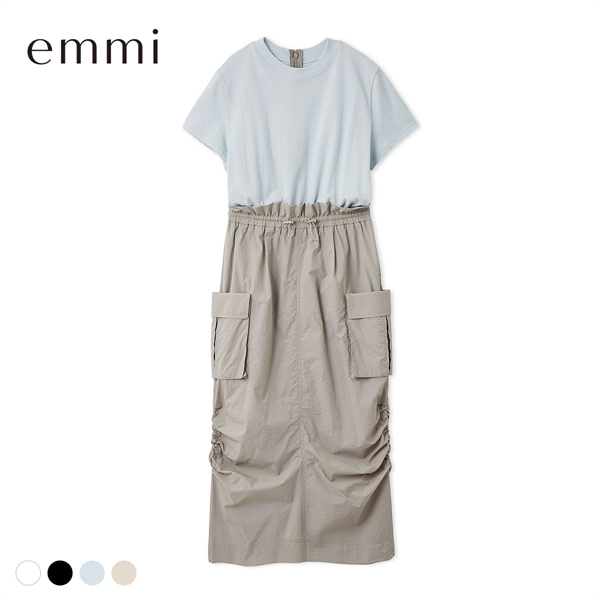 エミ ONLINE限定カラーあり カットドッキングワンピース 撥水 emmi