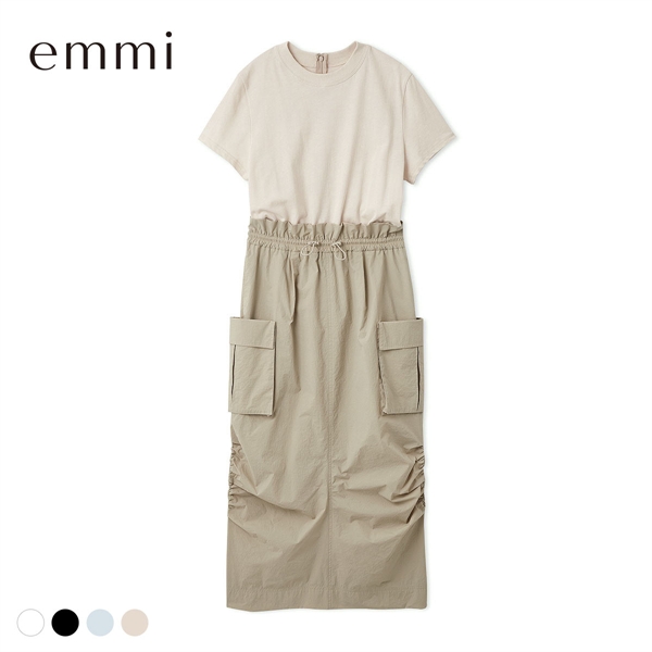 エミ ONLINE限定カラーあり カットドッキングワンピース 撥水 emmi