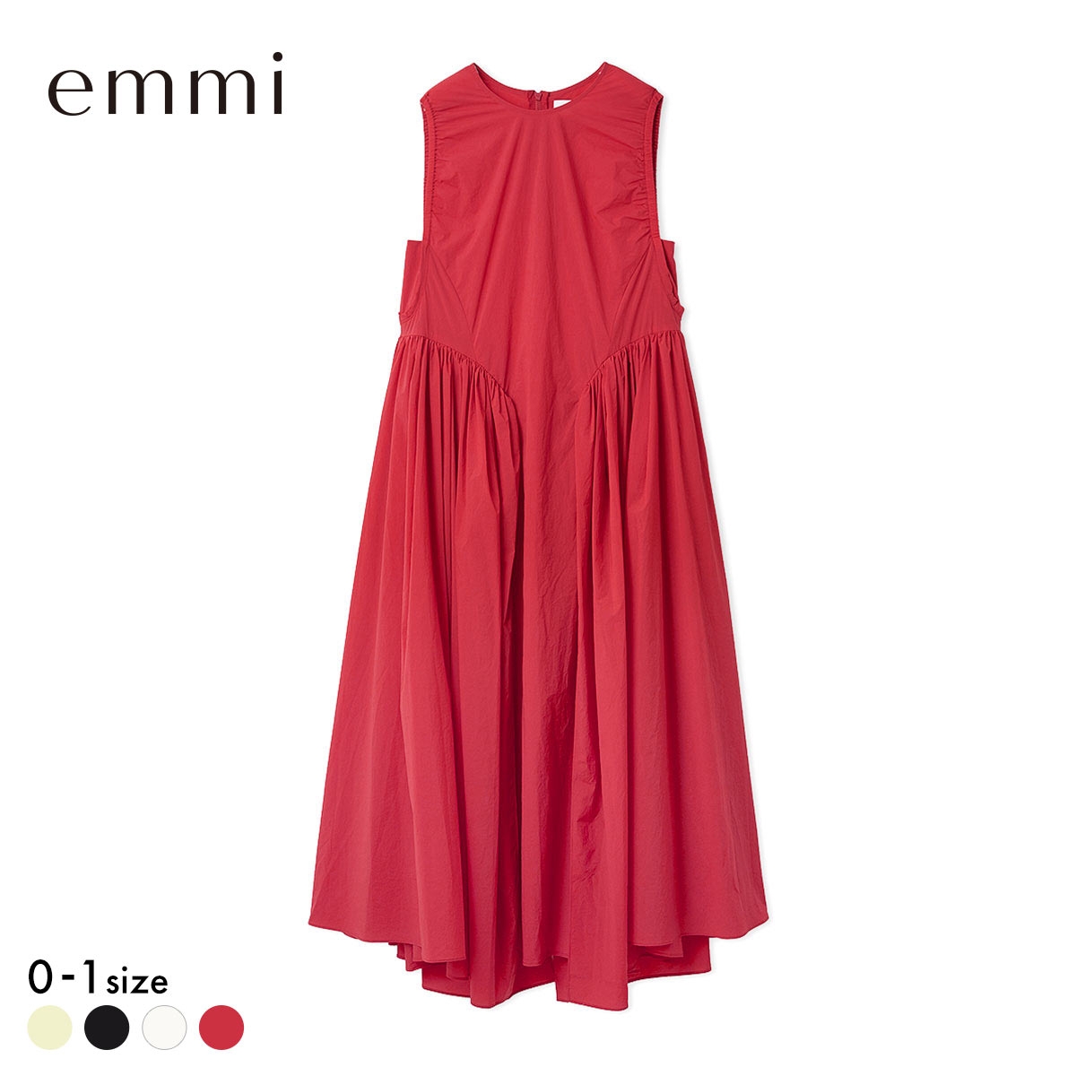 エミ ギャザーフォルムナイロンワンピース emmi(RE-レッド-0)