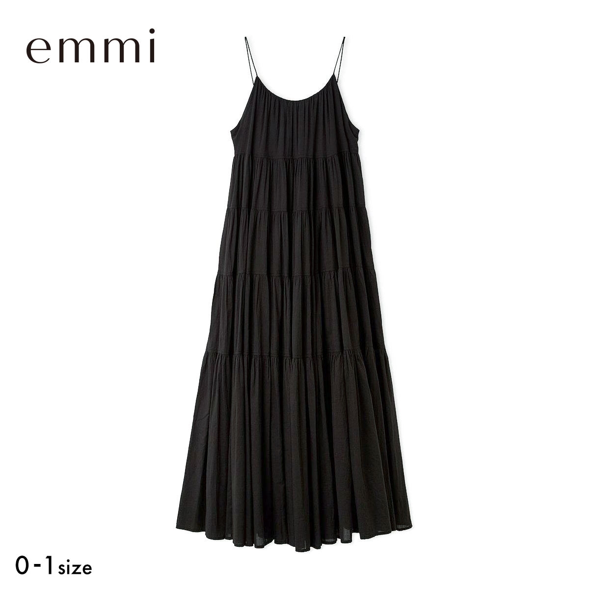 エミ コットンボリュームティアードワンピース emmi(BK-ブラック-0)