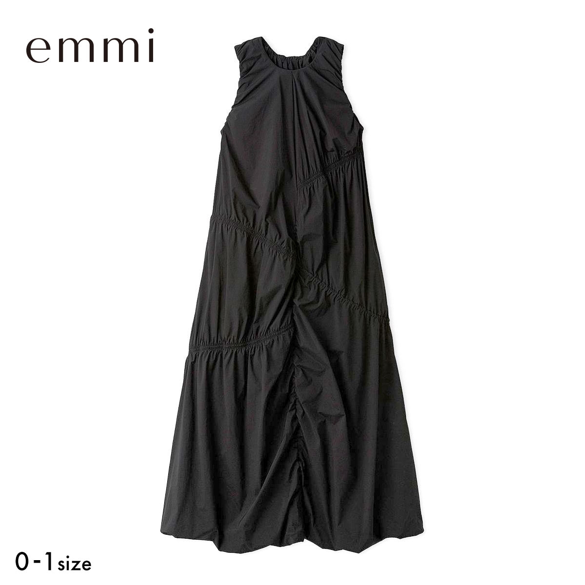 エミ エアリーギャザーワンピース 撥水 emmi(BK-ブラック-0)