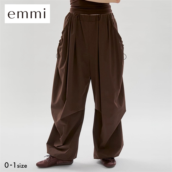 エミ eco ボリュームパラシュートパンツ 撥水 UVカット 接触冷感 emmi