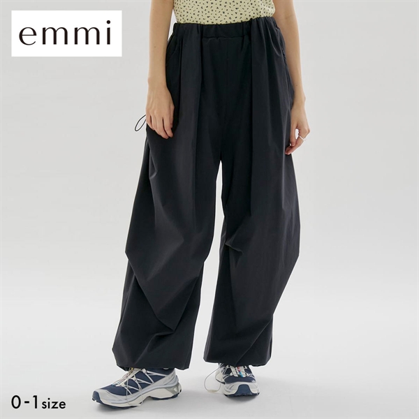 エミ eco ボリュームパラシュートパンツ 撥水 UVカット 接触冷感 emmi