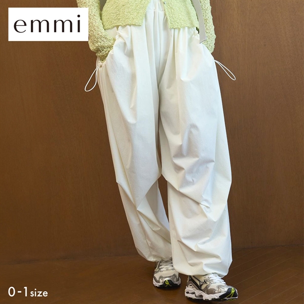 エミ eco ボリュームパラシュートパンツ 撥水 UVカット 接触冷感 emmi