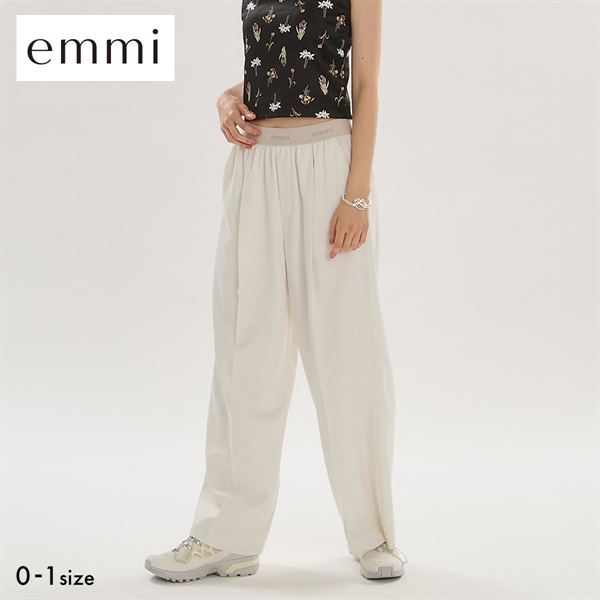エミ emmiロゴウエストゴムテーパードパンツ emmi