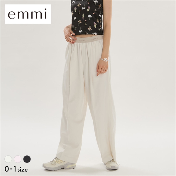 エミ emmiロゴウエストゴムテーパードパンツ emmi
