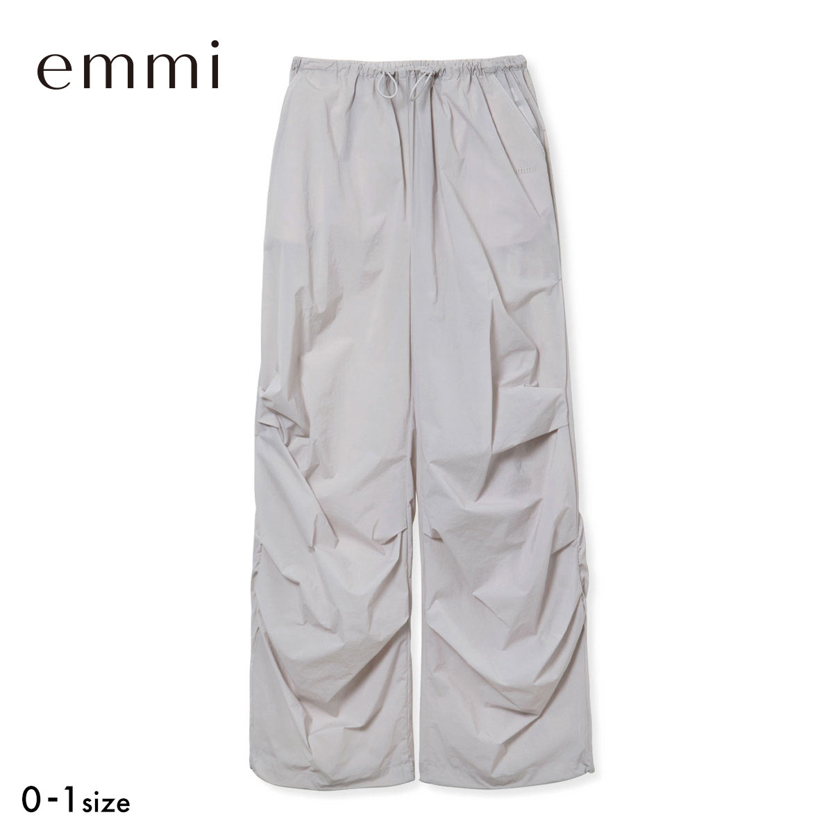 エミ ギャザーディテールナイロンイージーパンツ セットアップ対応 撥水 emmi(LGY-薄グレー-0)