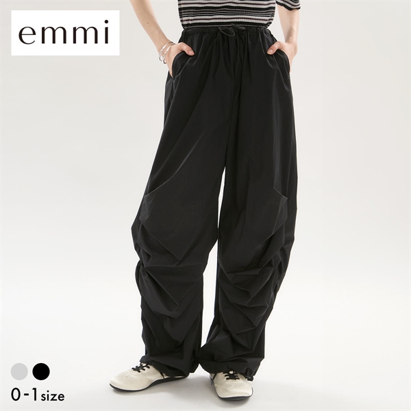 エミ ギャザーディテールナイロンイージーパンツ セットアップ対応 撥水 emmi